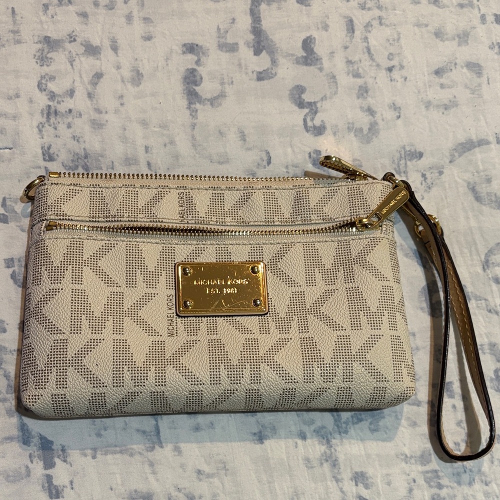 Michael Kors Beige Monogram Wristlet